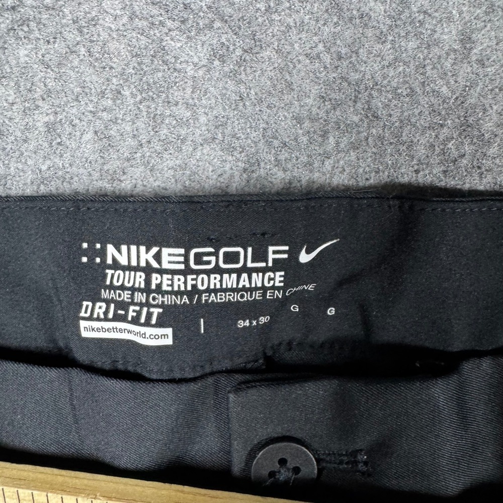 Nike Golf Tour Performance Dri-FIT Pants Mens 34x30 Black Flat Front Chino - Picture 3 of 9
